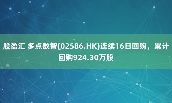 股盈汇 多点数智(02586.HK)连续16日回购,累计回购924.30万股