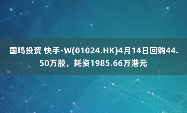 国鸣投资 快手-W(01024.HK)4月14日回购44.50万股，耗资1985.66万港元